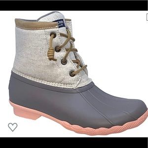 Sperry Saltwater Pop Duck Boots- Linen/ Rose